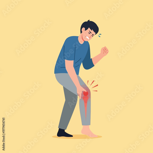 Man with Knee Pain, Injury, Inflammation, and Discomfort