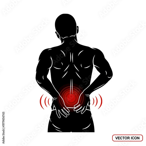 Man with Lower Back Pain, Sciatica Pain, Inflammation, and Discomfort