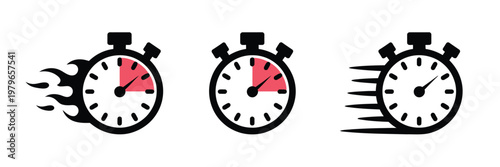 Stopwatch logo fast time concept vector symbol representing quick delivery express service and urgent shipping