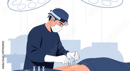 Surgeon Performing Minimally Invasive Surgery in Operating Room