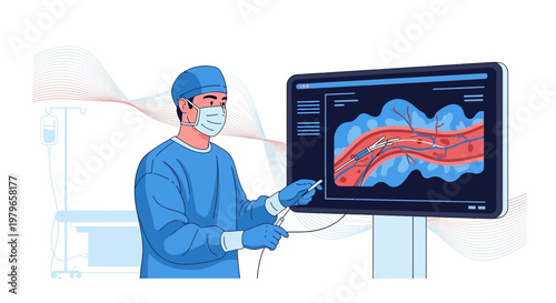 Surgeon Performing Minimally Invasive Surgery Using Advanced Medical Display