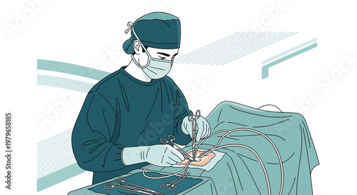 Surgeon Performing Minimally Invasive Surgery in Operating Room