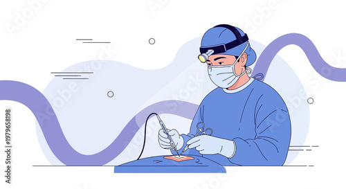 Surgeon Performing Minimally Invasive Surgery with Advanced Instruments in Operating Room