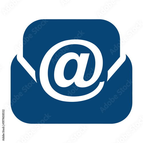 Stylized vector blue envelope with a white email icon in the center