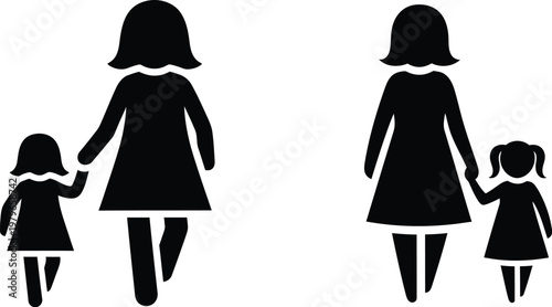 Heartwarming mother day illustration a mother walking with her two children