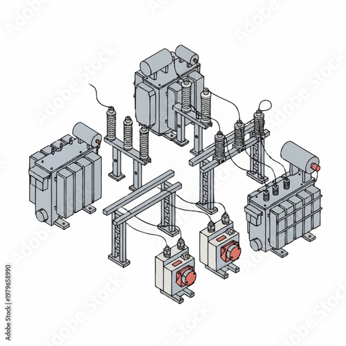 Industrial electrical substation equipment layout.