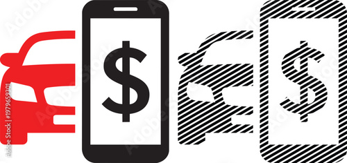 Car transportation payment concept vector illustration with smartphone and dollar symbol.