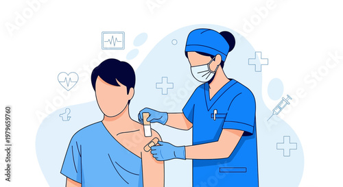 Nurse Administering Vaccine Injection to Patient, Healthcare Concept