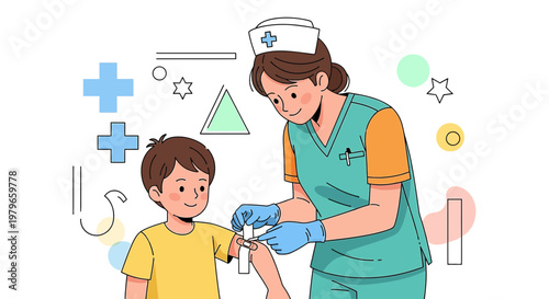 Nurse Administering Vaccine to Child, Healthcare Concept