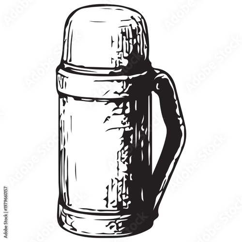 Thermos Flask Insulated Bottle Outdoor Survival Gear Military Camping Equipment Illustration