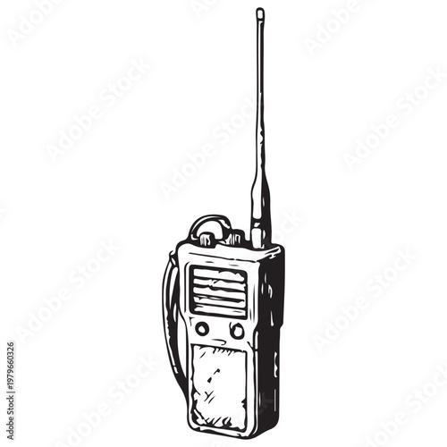Portable Walkie Talkie Military Radio Communication Device Tactical Field Equipment Illustration