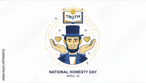 Abraham lincoln cartoon illustration for national honesty day on april 30 with truth concept