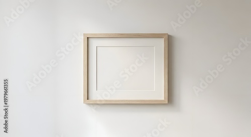 horizontal light wood frame mockup on off white background