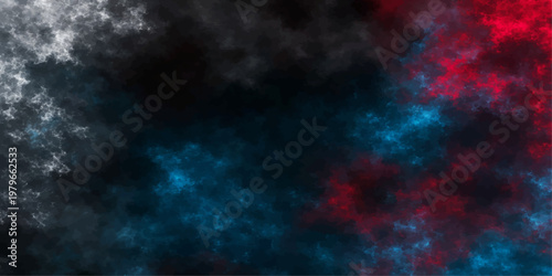An abstract blue space background features a dark cloudscape texture with bright stars and lightning patterns for a cosmic night sky design