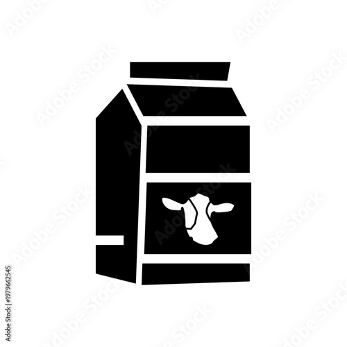 black and white milk package glyph solid style. representative milk drink theme.
