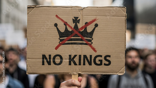 No Kings Protest Sign Anti Monarchy Demonstration Political Concept