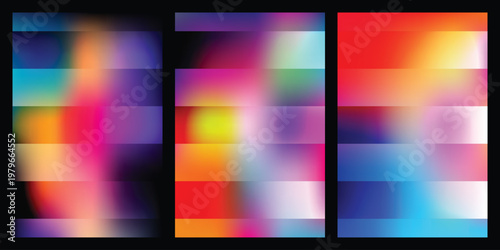 Abstract gradient transitions in vibrant color blocks with blurred edges