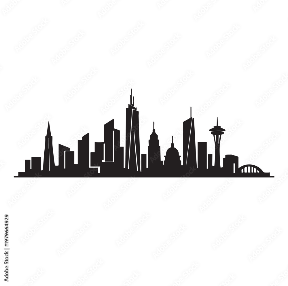 Naklejka premium city skyline silhouette vector illustration