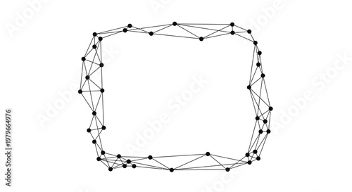 Abstract Network Grid Frame with Nodes and Lines on White Background