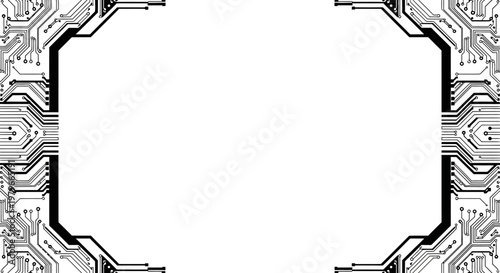 Circuit Board Frame - Digital Technology Border - Futuristic Electronic Design