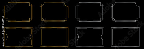 Golden gradient horizontal linear frame vector illustration set