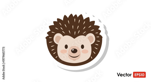 Cute Hedgehog Face Sticker, Adorable Cartoon Animal Icon