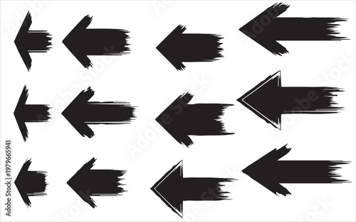 Collection of black brushstroke arrows in various directions
