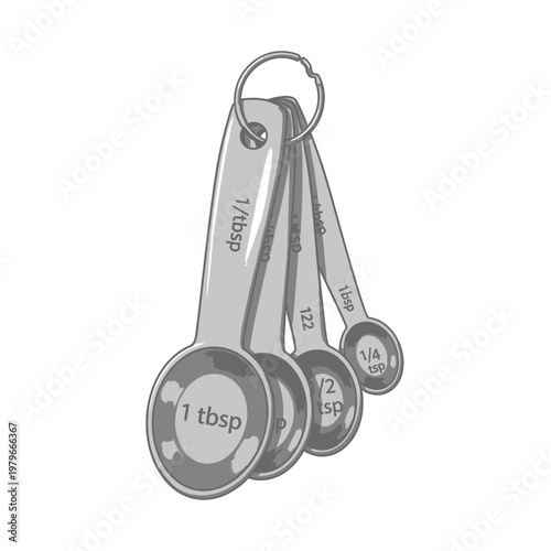 Set of measuring spoons with tablespoon and teaspoon markings for cooking and baking.