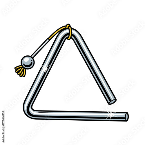 Diagram of a simple triangular metal frame with a hanging spherical object and string