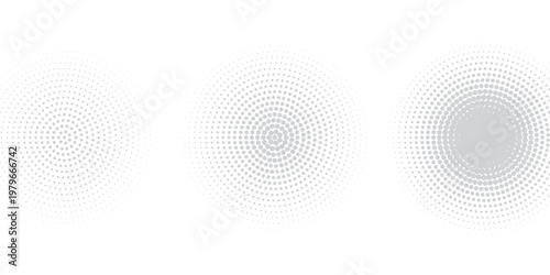 Set of halftone dots gradient pattern texture isolated on white background. Straight dotted spots using halftone circle dot raster texture. Vector blot half tone collection.