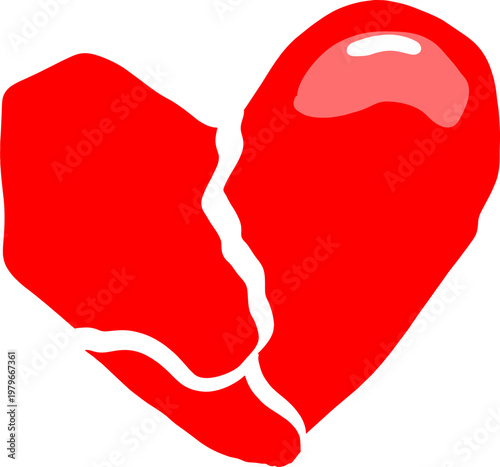 Red Broken Heart Transparent Vector Illustration - Concept of Heartbreak, Divorce, and Separation