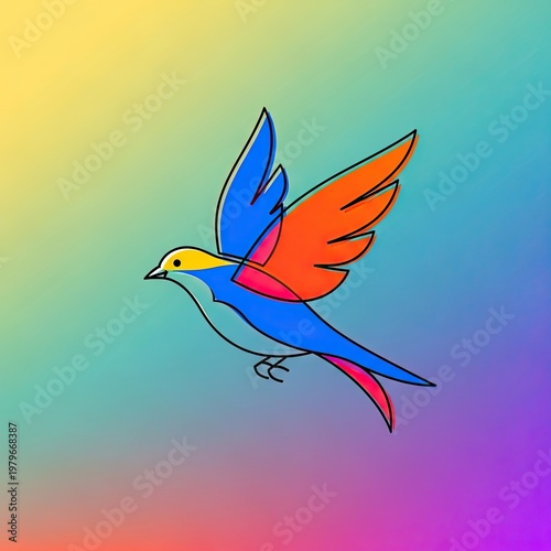 Colorful bird in flight illustration.