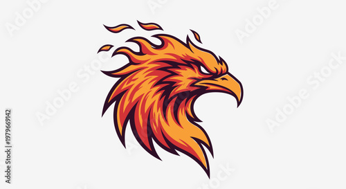 Fiery Eagle Head Mascot, Esports Logo, Tribal Art, Dynamic Flame Design