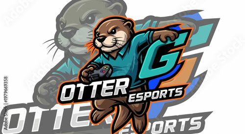 Esports Otter Gaming Logo - Dynamic Gamer Animal Mascot