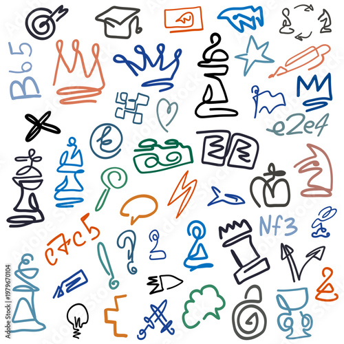 Chess doodles abstract background
