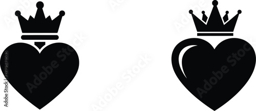 Two black hearts with crowns a symbol of royalty and affection