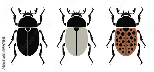 Ground beetle species icons featuring various color variations and spot patterns for ecological research.
