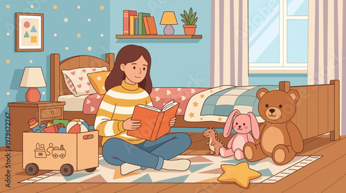 Woman Reading to Doll.