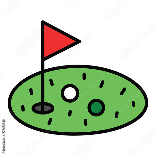 Golf green with flag and hole illustration design element  golfing sports icon icon