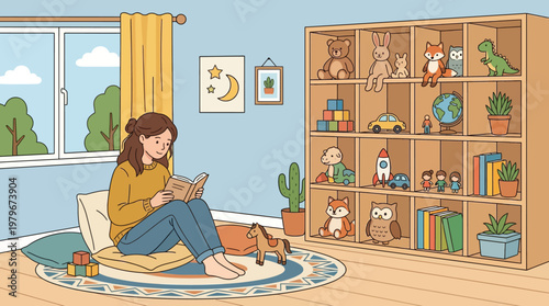 Woman Sitting on Floor.