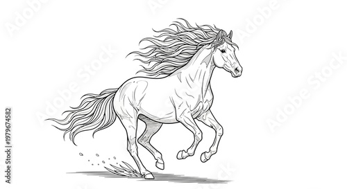 Elegant Horse Galloping Hand-Drawn Sketch
