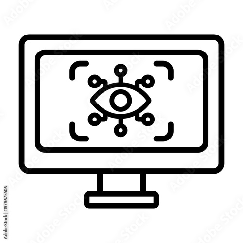 Eye Scan Icon – Computer Vision and Detection Technology Line Icon
