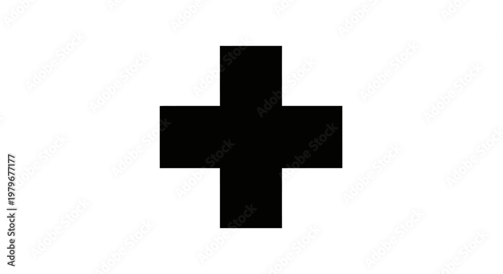 Obraz premium Black Cross Symbol on White Background.
