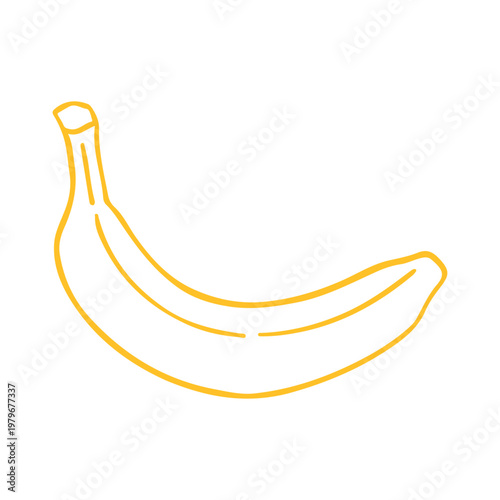 Single whole banana fruit outline illustration