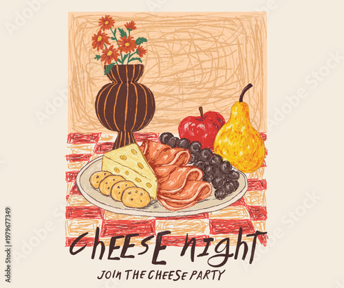  Organic food artwork for for t-shirt. Fruit vintage t-shirt design. Cheese watercolor design.