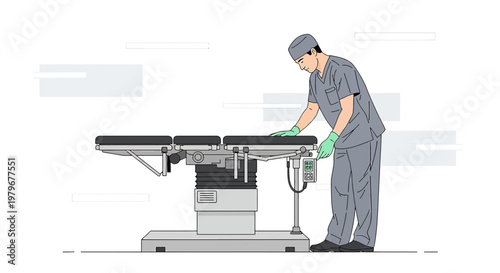 Surgeon Adjusting Operating Table in Modern Operating Room