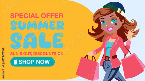 Summer Sale clipart banner design. Summer Sale discount with special promo 50%25 off banner design clip art