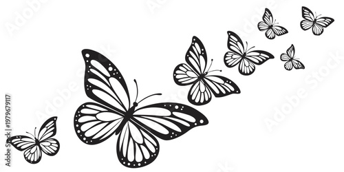 Photos Detailed black and white butterfly line art illustration showing monarch style b