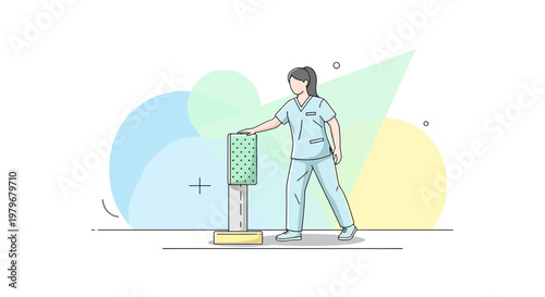 Nurse Applying Bandage to Patient in Medical Setting with Abstract Background