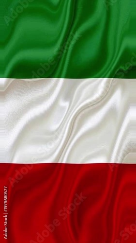 Realistic wavy silk texture featuring green white and red horizontal stripes for Hungarian national pride.